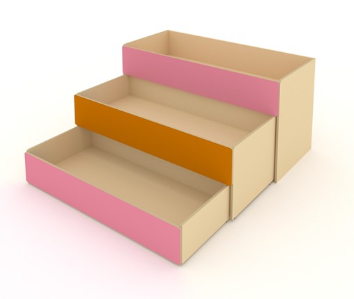 Кровать в детскую 3-х уровневая КД-3, Беж + Розовый + Оранжевый в Пскове - изображение