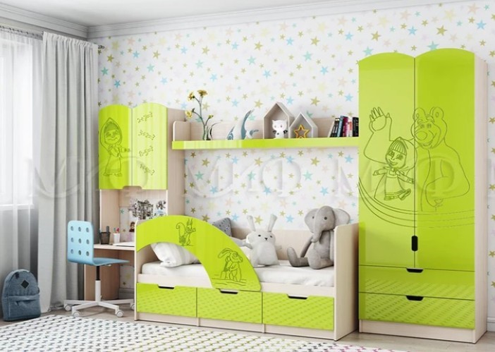 Гарнитур детской мебели Юниор-3, Лайм в Пскове - изображение 1
