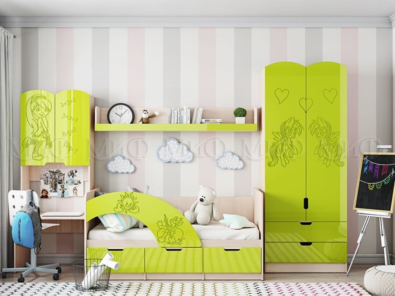 Гарнитур детской мебели Юниор-3, Лайм в Пскове - изображение