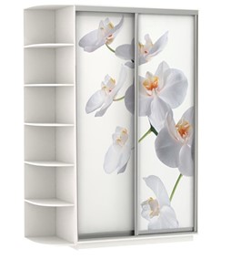 Шкаф 2-дверный Хит, 1500x600x2200, фотопечать, со стеллажом, белая орхидея, белый снег в Пскове
