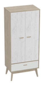 Шкаф для одежды Калгари, Дуб натуральный светлый/Белый матовый в Пскове