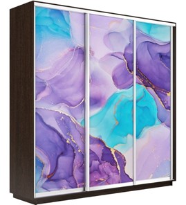 Шкаф 3-дверный Экспресс 2100х450х2400, Абстракция фиолетовая/венге в Пскове