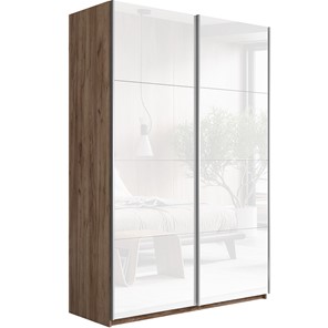Шкаф 2-дверный Прайм (Белое стекло/Белое стекло) 1200x570x2300, Крафт табачный в Пскове