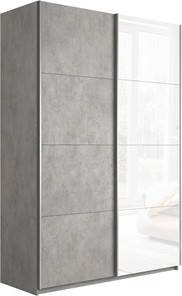 Шкаф 2-х створчатый Прайм (ДСП/Белое стекло) 1400x570x2300, бетон в Пскове