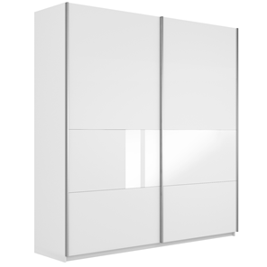 Шкаф 2-х створчатый Широкий Прайм (ДСП / Белое стекло) 2200x570x2300, Белый снег в Пскове