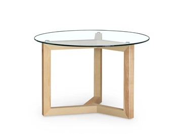 Круглый столик Оникс-8, Натуральный массив/Прозрачное стекло в Пскове