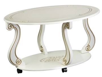 Овальный столик Овация-М на колесах (слоновая кость/золото) в Пскове