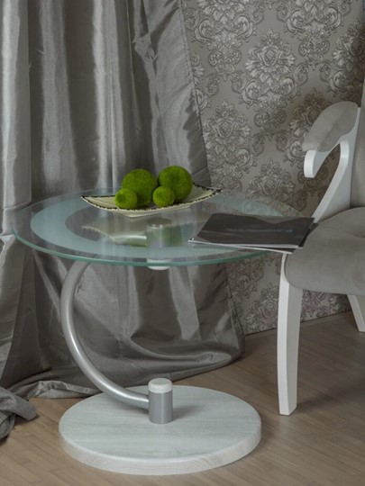 Стеклянный столик Дуэт 13Н (металлик-дуб дымчатый-прозр) в Пскове - изображение 6