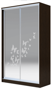 Шкаф 2400х1682х420 два зеркала, "Бабочки" ХИТ 24-4-17-66-05 Венге Аруба в Пскове