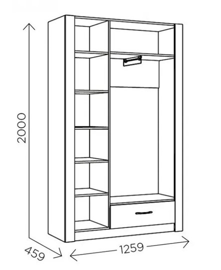Шкаф гардеробный Ева 5 М2 дуб ирландский/белый матовый в Пскове - изображение 2