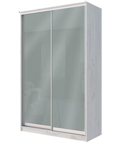 Шкаф двухдверный Хит-22-12-22 с цветным стеклом, средне-серый 074, Дуб крафт белый в Пскове