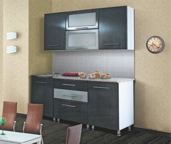Модульный кухонный гарнитур Мыло 224 2000х718, цвет Черный/Графит в Пскове