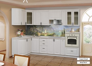 Модульная кухня Веста 1330х2800, цвет Сандал белый в Пскове - предосмотр