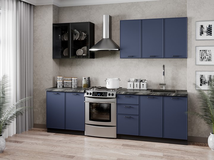Кухонный гарнитур 2600 Индиго, Черный/Темно-синий в Пскове - изображение