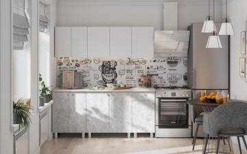 Кухонный гарнитур КГ-1 1800, белый/белый/цемент светлый/антарес в Пскове