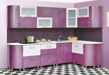 Угловая кухня Мыло 128 2700х1500, цвет Фиолет/Пастель фиолет в Пскове