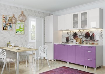 Кухонный гарнитур угловой Модерн, белый глянец/фиолетовый металлик в Пскове