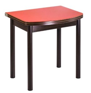 Обеденный раздвижной стол СПГ-01 СТ1, венге ЛДСП/стекло оранжевое/38 прямые трубки крашеные коричневый в Пскове
