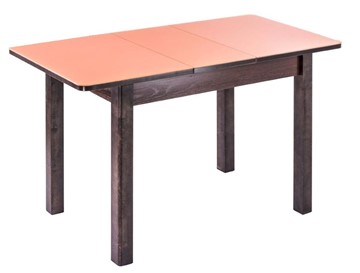 Обеденный раздвижной стол Айсберг-07 СТ1, венге ЛДСП/стекло оранжевое/42 прямые массив венге в Пскове