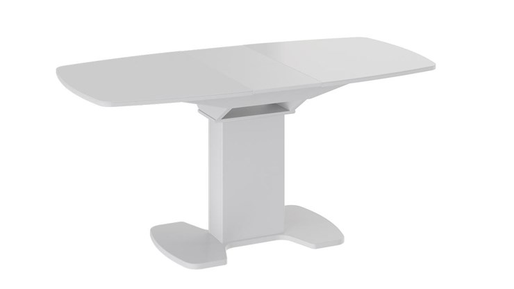 Кухонный стол раскладной Портофино (СМ(ТД)-105.02.11(1)), цвет Белый глянец/Стекло белое в Пскове - изображение 1