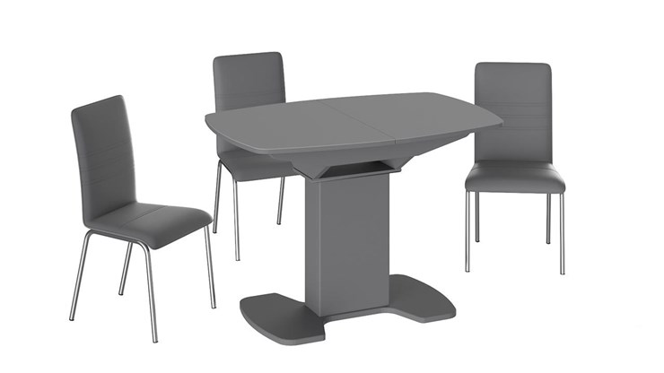 Раздвижной стол Портофино (СМ(ТД)-105.01.11(1)), цвет Серое/Стекло серое матовое LUX в Пскове - изображение 2