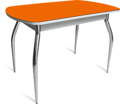 Стол ПГ-04 СТ белое/оранжевое/хром фигурные в Пскове - изображение