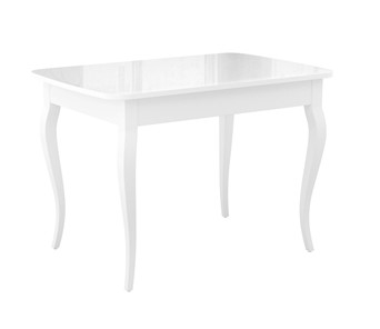 Кухонный стол раскладной Dikline M110 Белый/стекло белое глянец/ножки MC белые в Пскове