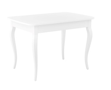 Кухонный стол раздвижной Dikline M110 Белый/стекло белое сатин/ножки MC белые в Пскове