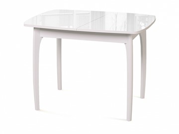 Кухонный раскладной стол Dikline M40 стекло белое/ножки белые в Пскове