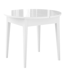Кухонный стол раскладной Dikline MR100 Белый/стекло белое глянец/ножки MM белые в Пскове