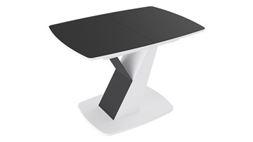Кухонный раскладной стол Гарда тип 1, цвет Белый/Стекло матовое черный графит в Пскове