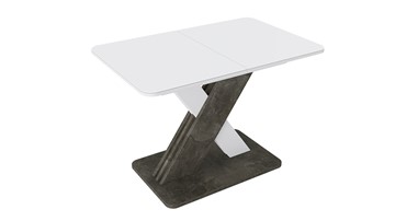 Обеденный раздвижной стол Люксембург тип 1 (Белый/Ателье темный/Стекло белое матовое) в Пскове