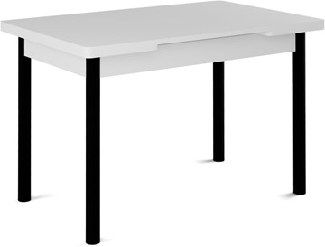 Кухонный раскладной стол Милан-1 EVO, ноги металлические черные, белый цемент в Пскове
