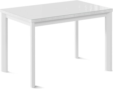 Кухонный стол раздвижной Нагано-1G (ноги металлические белые, стекло cristal/белый цемент) в Пскове