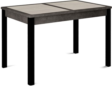 Кухонный стол раскладной Ницца-1 ПЛ (ноги черные, плитка бежевая/серый камень) в Пскове