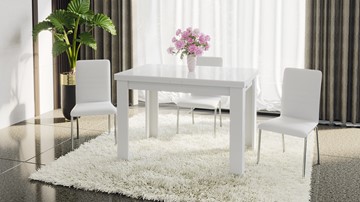 Кухонный раскладной стол Норман тип 1, цвет Белый/Стекло белый глянец в Пскове - предосмотр 4