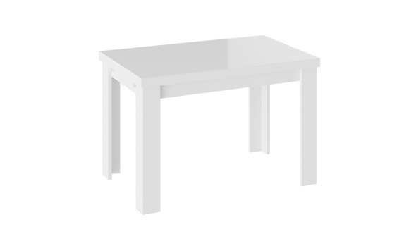 Кухонный раскладной стол Норман тип 1, цвет Белый/Стекло белый глянец в Пскове - изображение