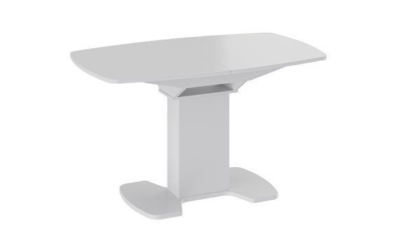 Кухонный стол раскладной Портофино (СМ(ТД)-105.02.11(1)), цвет Белый глянец/Стекло белое в Пскове - изображение