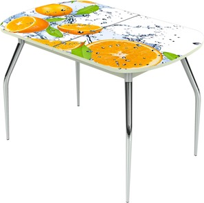 Кухонный раздвижной стол Ривьера исп.1 ноги метал. крашеные №24 Фотопечать (Фрукты №16) в Пскове
