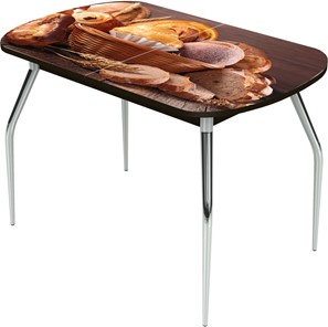 Кухонный стол раскладной Ривьера исп.1 ноги метал. крашеные №24 Фотопечать (Хлеб №3 в Пскове