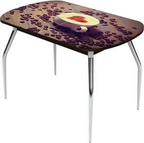 Кухонный стол раздвижной Ривьера исп.1 ноги метал. крашеные №24 Фотопечать (Кофе №20) в Пскове