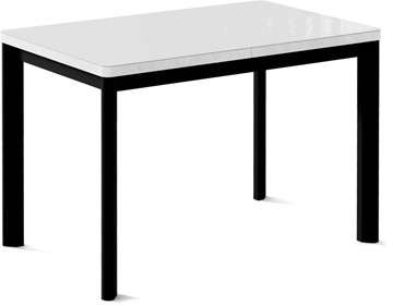Кухонный раздвижной стол Токио-1G (ноги металлические черные, cтекло cristal/белый цемент) в Пскове