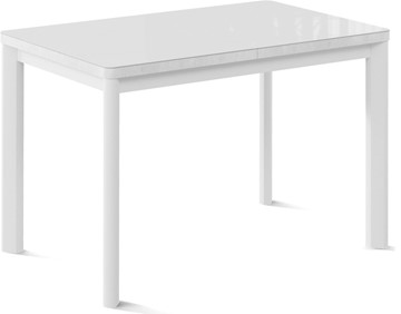 Раздвижной стол Токио-2G (ноги металлические белые, cтекло cristal/белый цемент) в Пскове