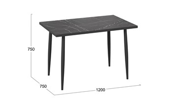 Кухонный обеденный стол Невада ДП1-02-08 (Черный мрамор/Черный матовый) в Пскове - предосмотр 3