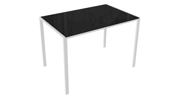 Обеденный стол Торрес тип 1 (Белый муар/Черный глянец) в Пскове