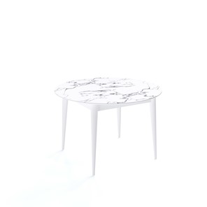 Обеденный круглый стол Kenner W1200 (Белый/Мрамор белый) в Пскове