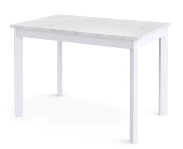 Кухонный стол раздвижной Dikline L110 Мрамор белый/ножки белые в Пскове