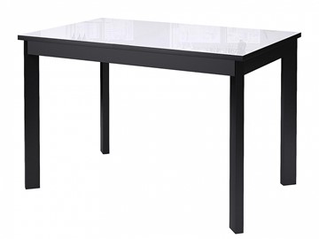 Обеденный раздвижной стол Dikline Ls110, стекло белое/ножки черные в Пскове