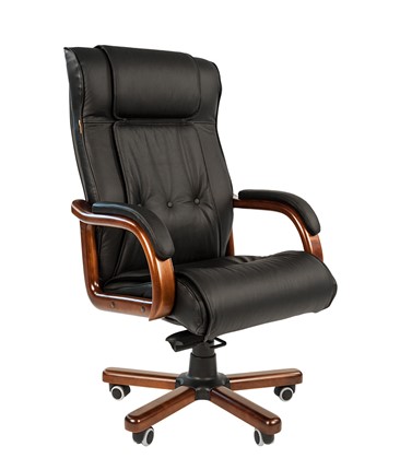 Кресло CHAIRMAN 653 кожа черная в Пскове - изображение