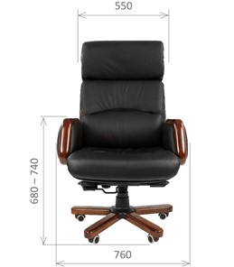 Офисное кресло CHAIRMAN 417 кожа черная в Пскове - предосмотр 1